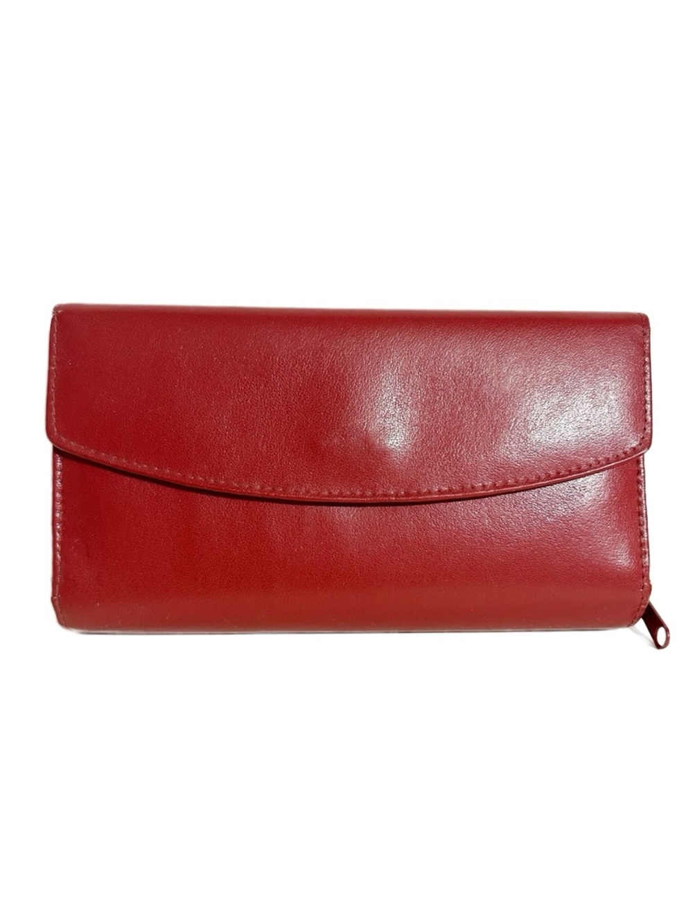 DOPP Genuine Leather Long Bifold Envelope Style Wallet Clutch Red Smooth Leather
